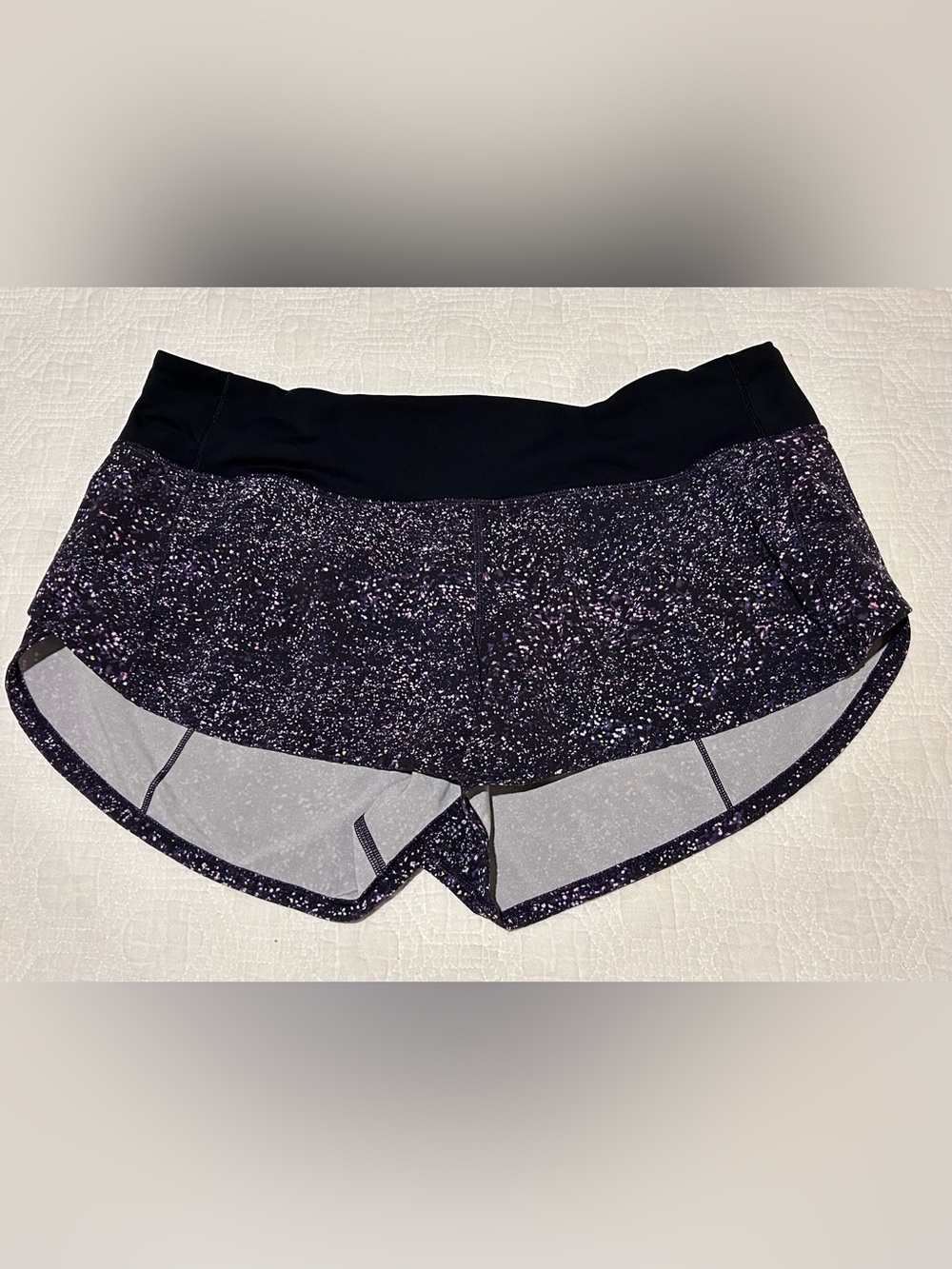 Lululemon Speed Up Black & Purple Speckle Running Shorts Size 8 Reg